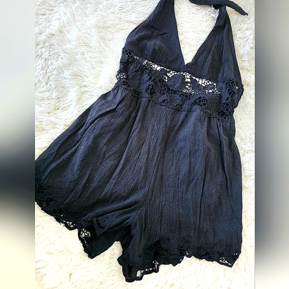 Free People Black Day Dream Shorts Romper size S/P - Picture 5 of 16
